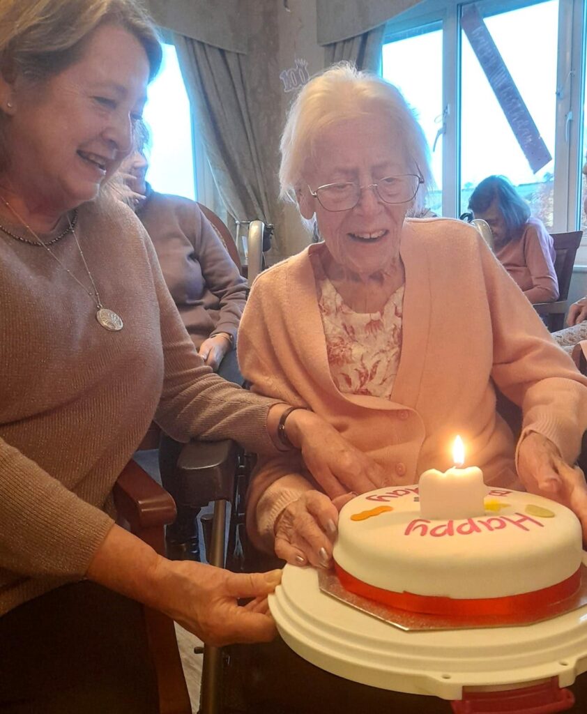 birthday cake for one of our residents' 100th birthday