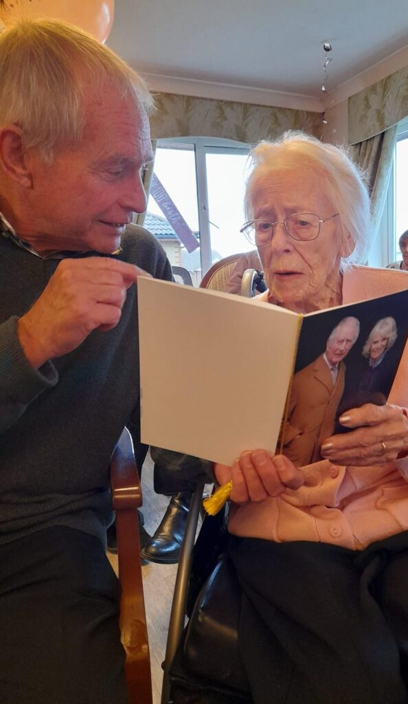 resident getting a 100th birthday card